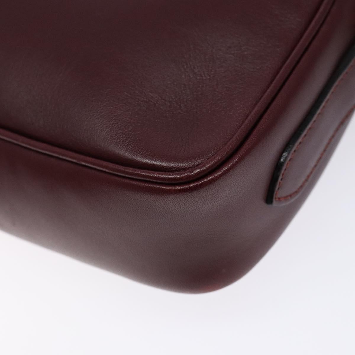 CARTIER Shoulder Bag Leather Bordeaux Gold Auth ki5879