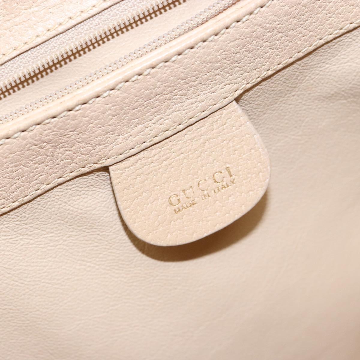 GUCCI Bamboo Hand Bag Leather Beige Gold Auth ki5881