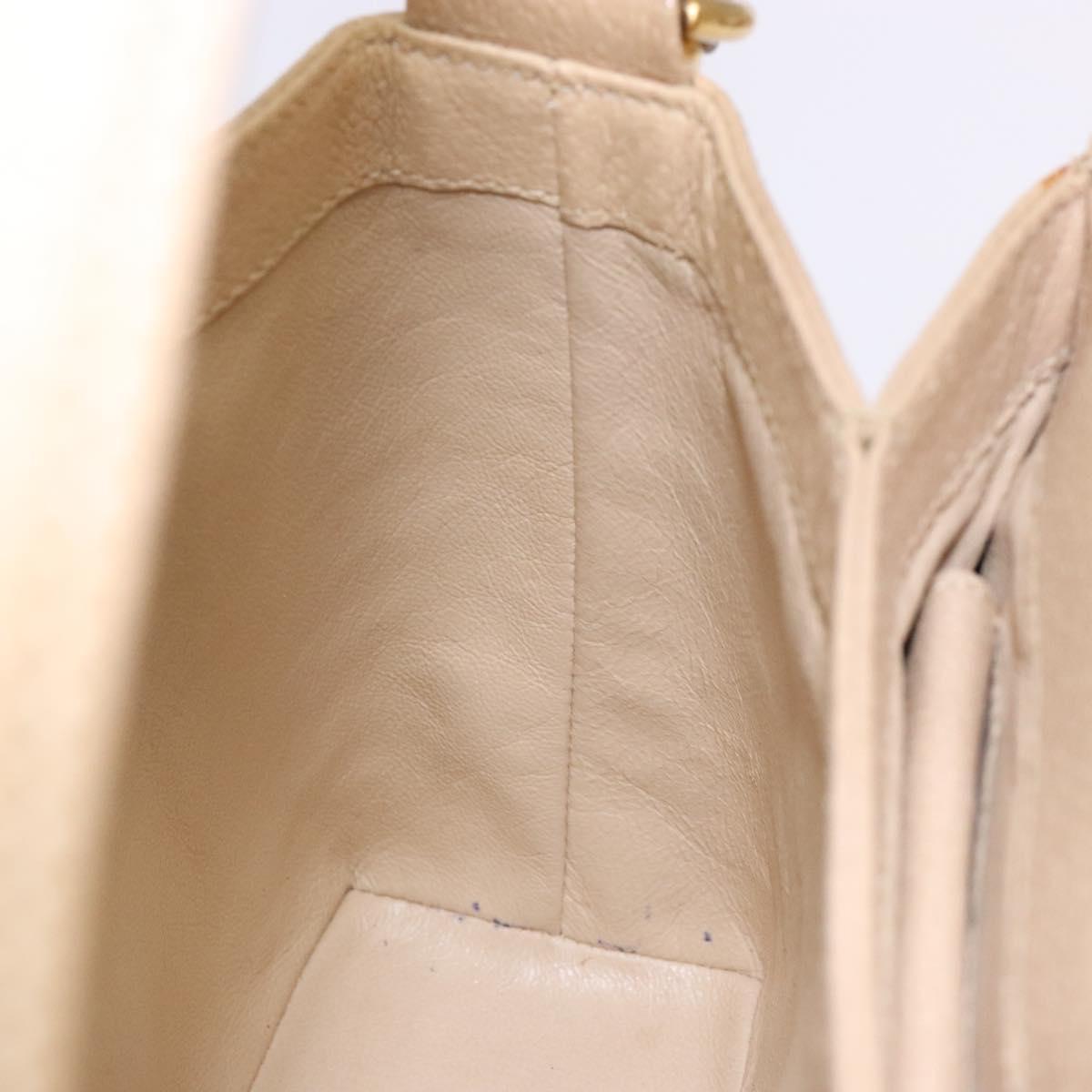 GUCCI Bamboo Hand Bag Leather Beige Gold Auth ki5881