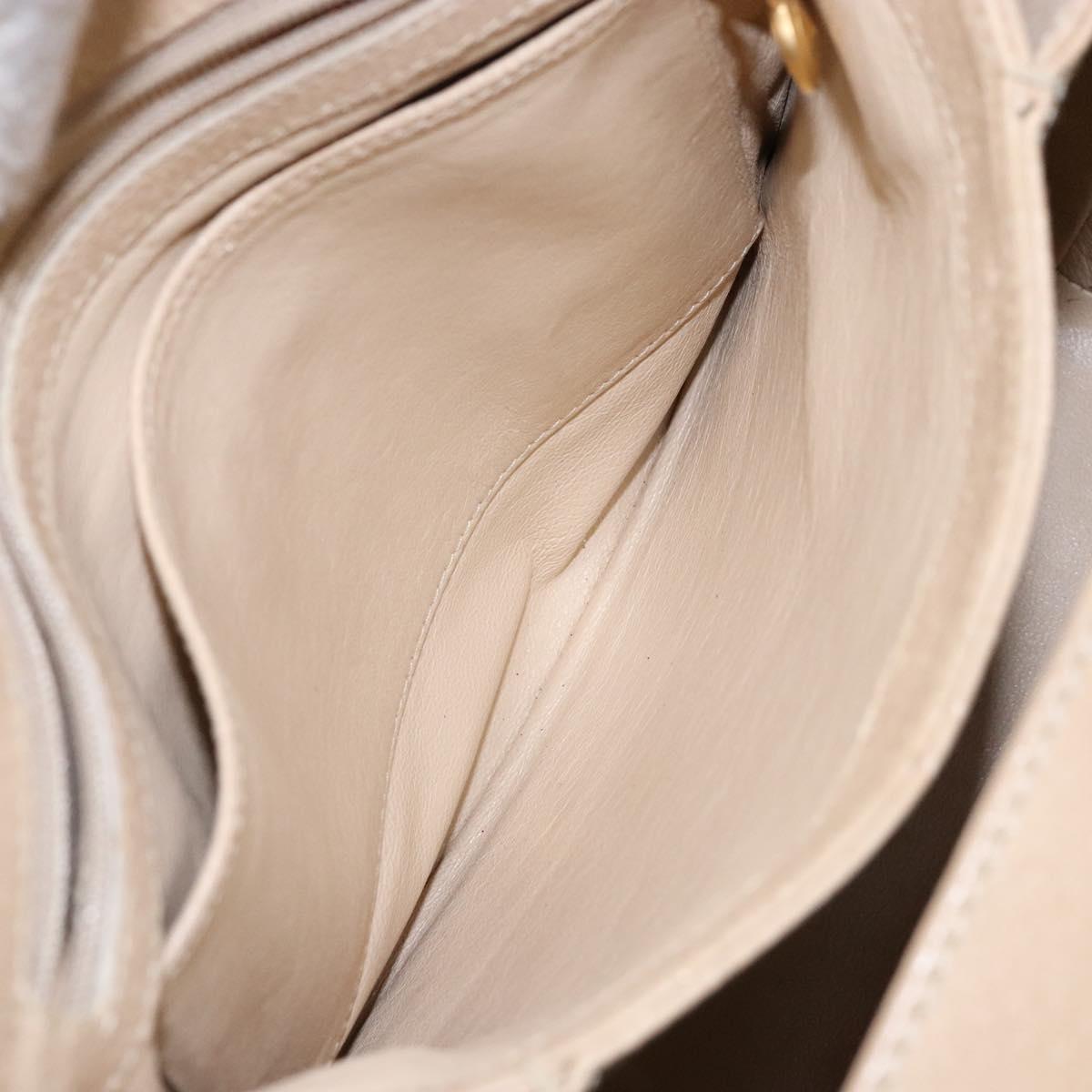GUCCI Bamboo Hand Bag Leather Beige Gold Auth ki5881