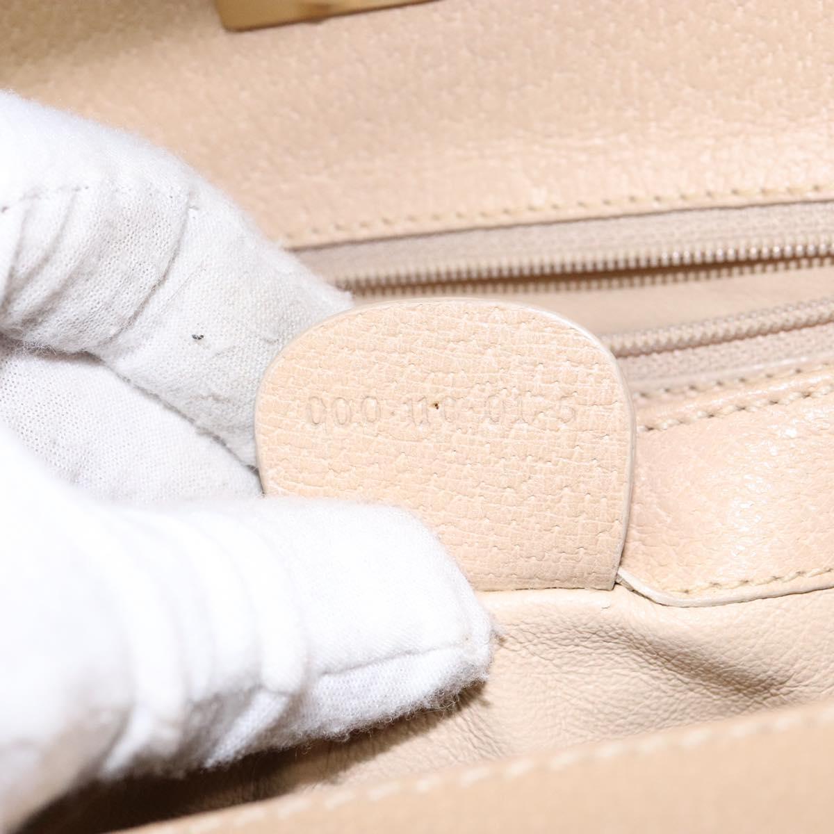 GUCCI Bamboo Hand Bag Leather Beige Gold Auth ki5881