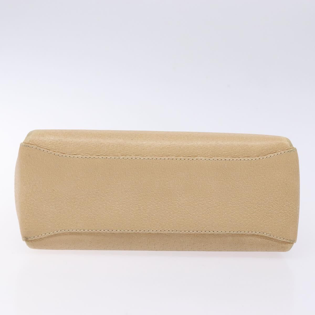 GUCCI Bamboo Hand Bag Leather Beige Gold Auth ki5881
