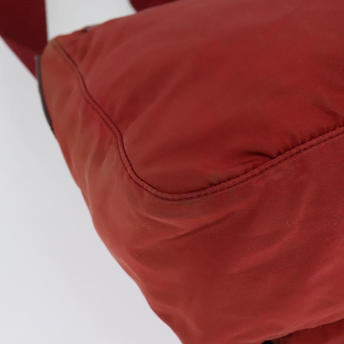 PRADA Shoulder Bag Nylon Red Silver Auth ki5884