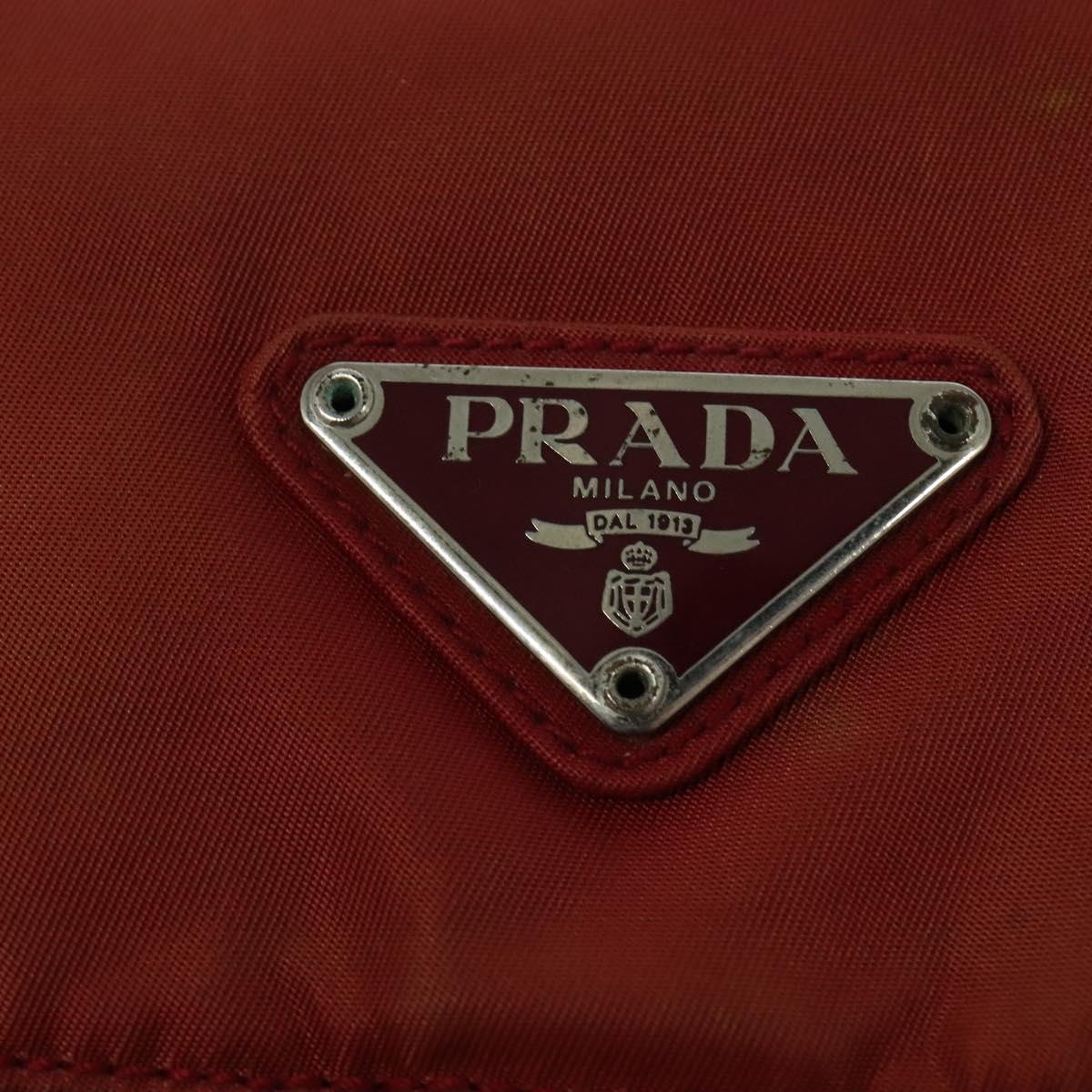 PRADA Shoulder Bag Nylon Red Silver Auth ki5884