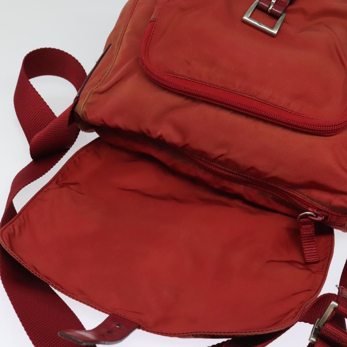 PRADA Shoulder Bag Nylon Red Silver Auth ki5884