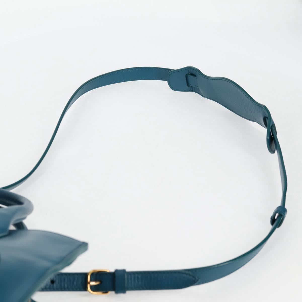 BALENCIAGA Hand Bag Leather 2way Blue Gold 305593 Auth ki5885