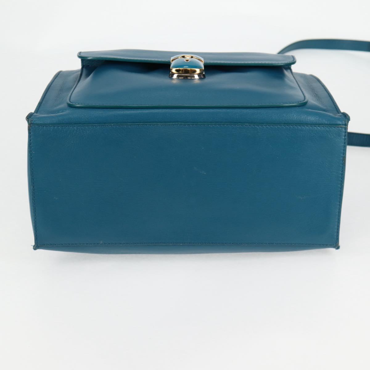 BALENCIAGA Hand Bag Leather 2way Blue Gold 305593 Auth ki5885