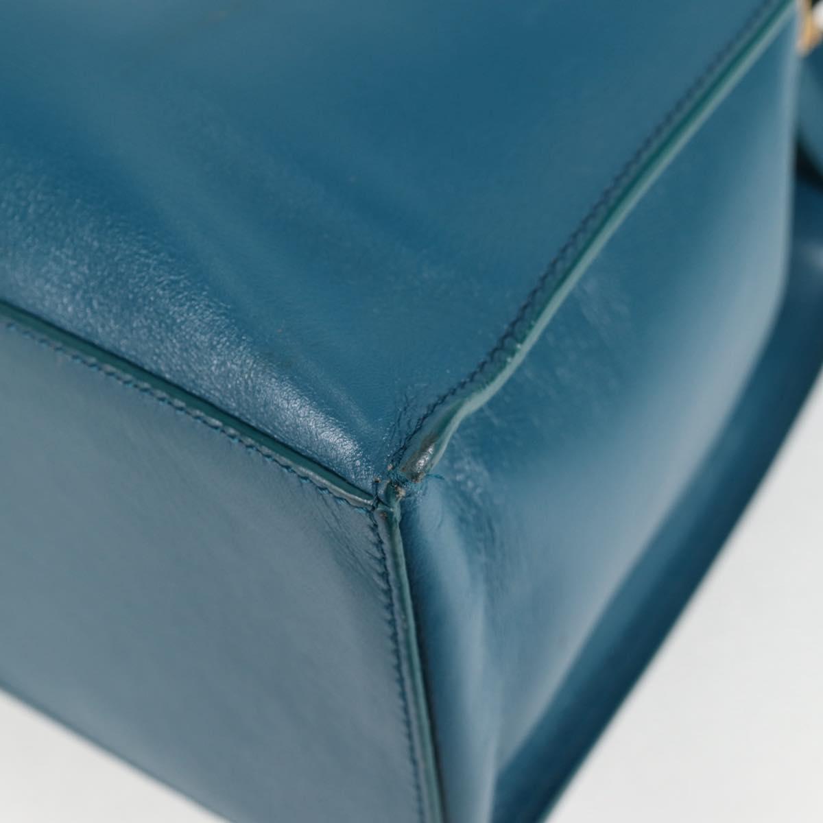 BALENCIAGA Hand Bag Leather 2way Blue Gold 305593 Auth ki5885