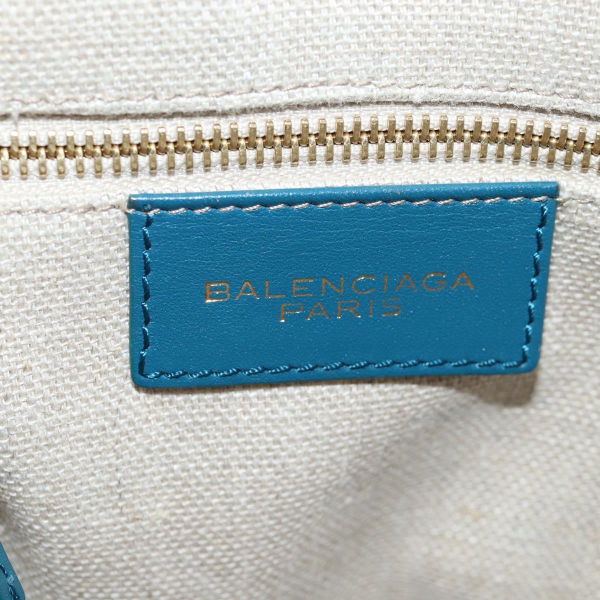 BALENCIAGA Hand Bag Leather 2way Blue Gold 305593 Auth ki5885