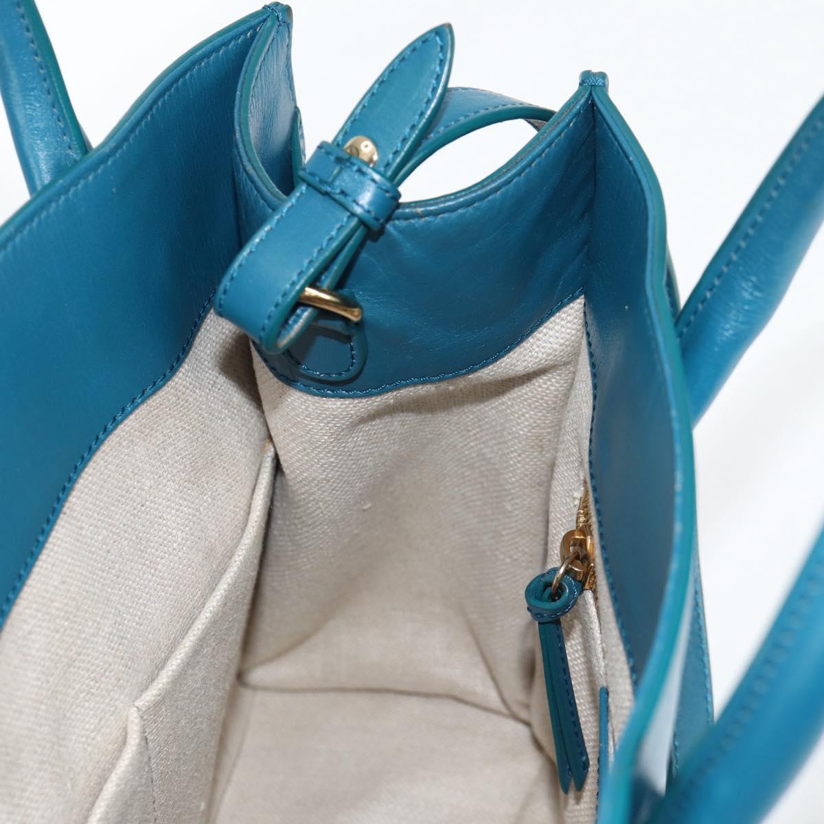 BALENCIAGA Hand Bag Leather 2way Blue Gold 305593 Auth ki5885