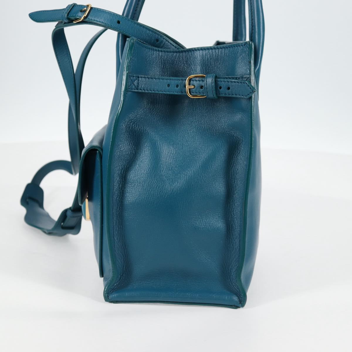 BALENCIAGA Hand Bag Leather 2way Blue Gold 305593 Auth ki5885