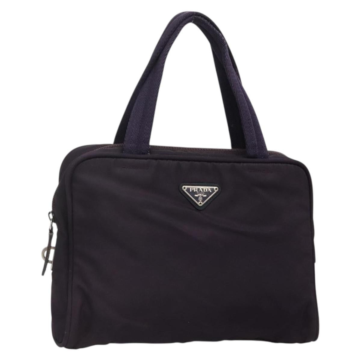 PRADA Hand Bag Nylon Purple Silver Auth ki5886