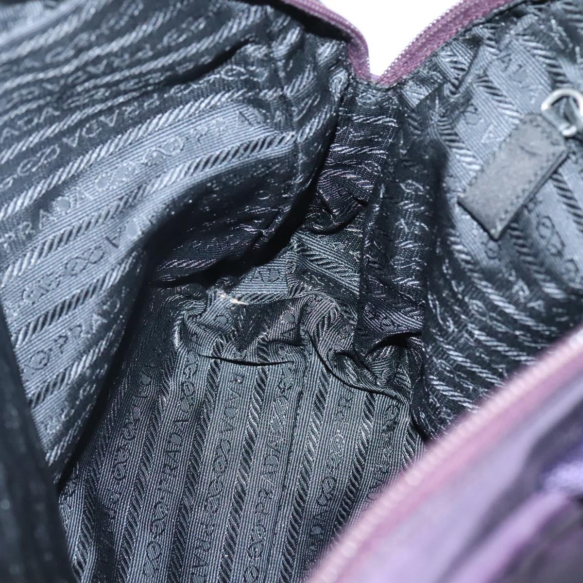 PRADA Hand Bag Nylon Purple Silver Auth ki5886