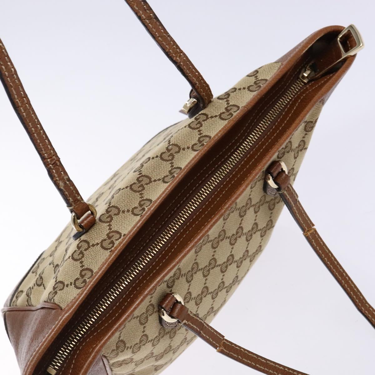GUCCI GG Canvas Hand Bag Beige Gold 353119 Auth ki5893