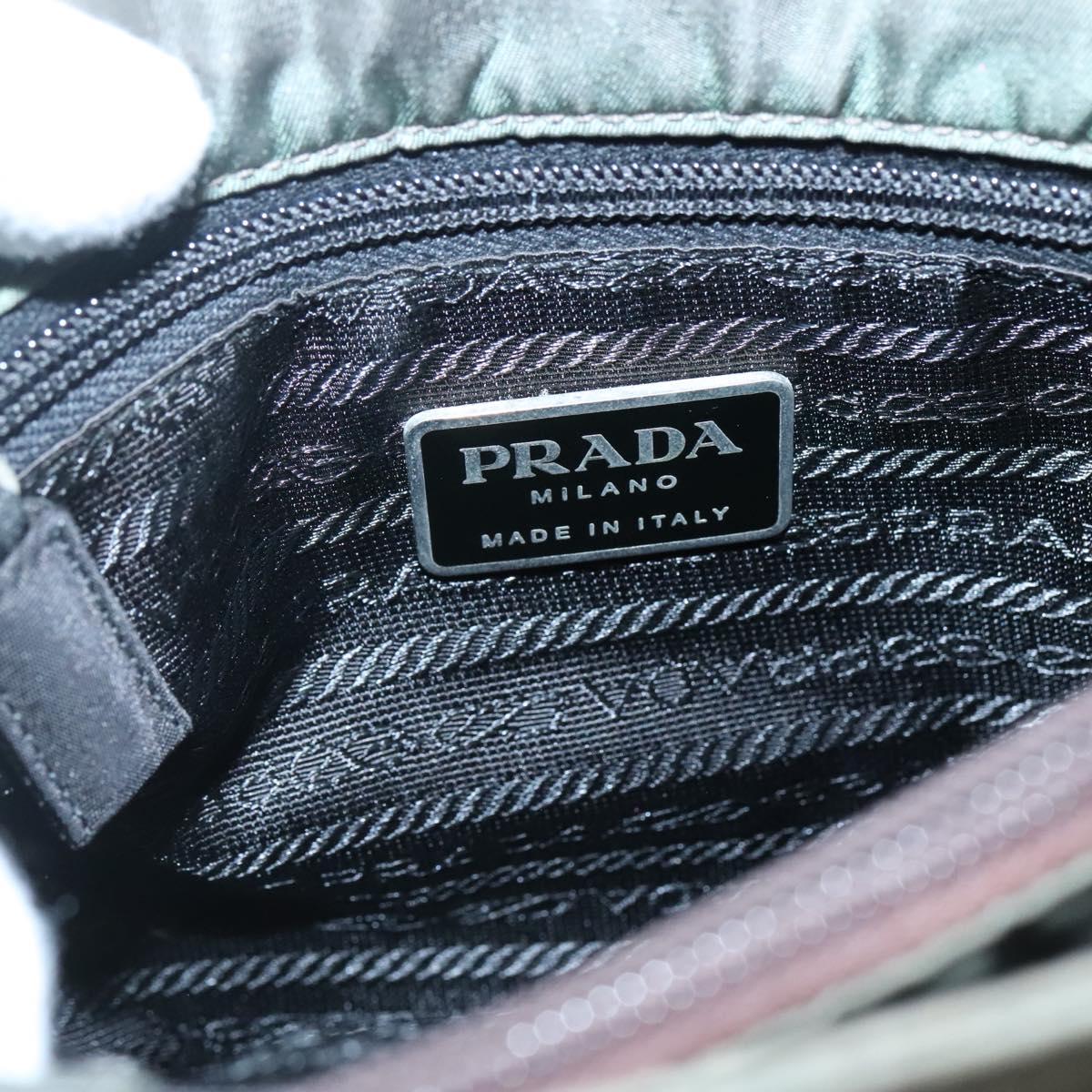 PRADA Tote Bag Nylon Khaki Silver Auth ki5894