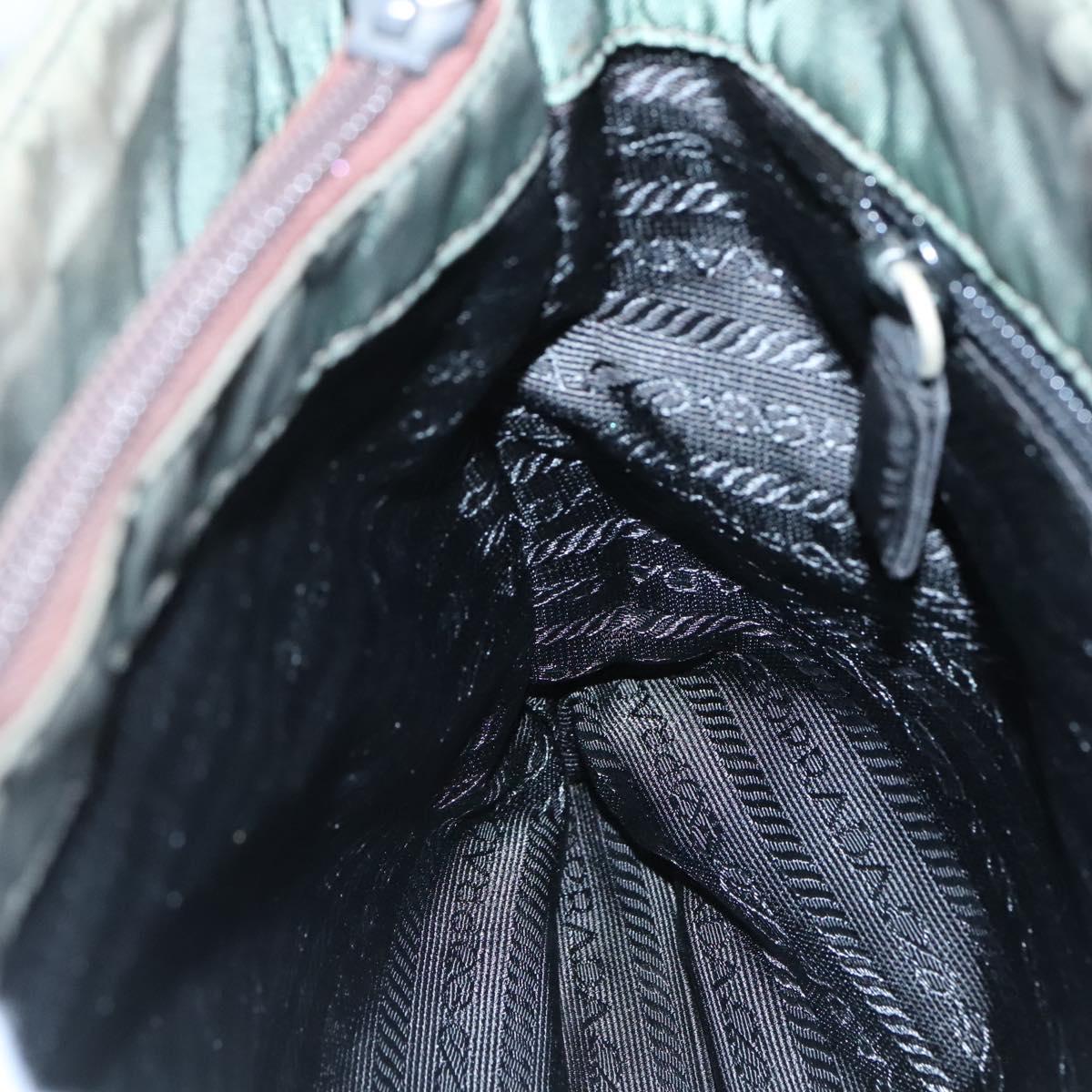 PRADA Tote Bag Nylon Khaki Silver Auth ki5894