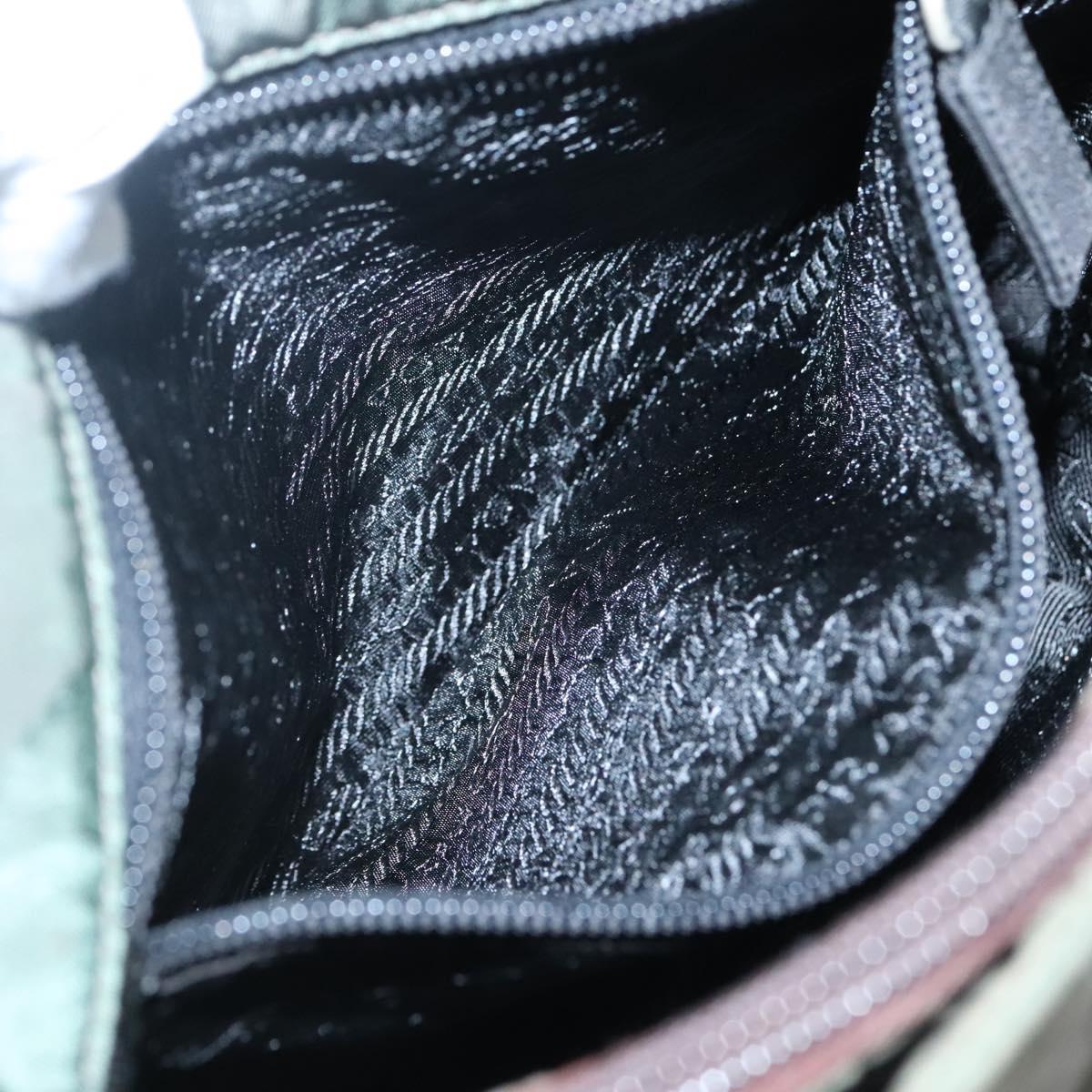 PRADA Tote Bag Nylon Khaki Silver Auth ki5894