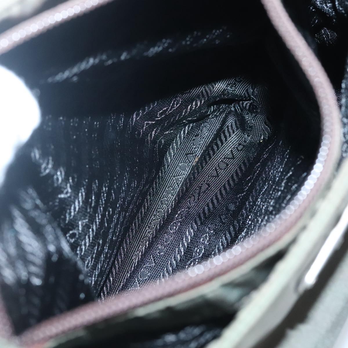 PRADA Tote Bag Nylon Khaki Silver Auth ki5894