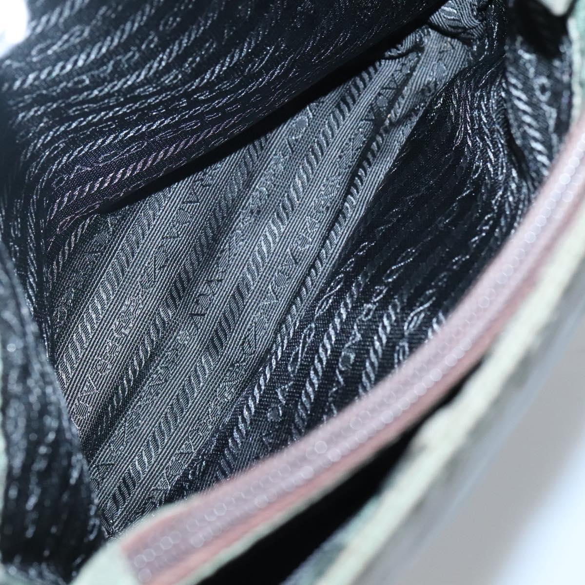 PRADA Tote Bag Nylon Khaki Silver Auth ki5894