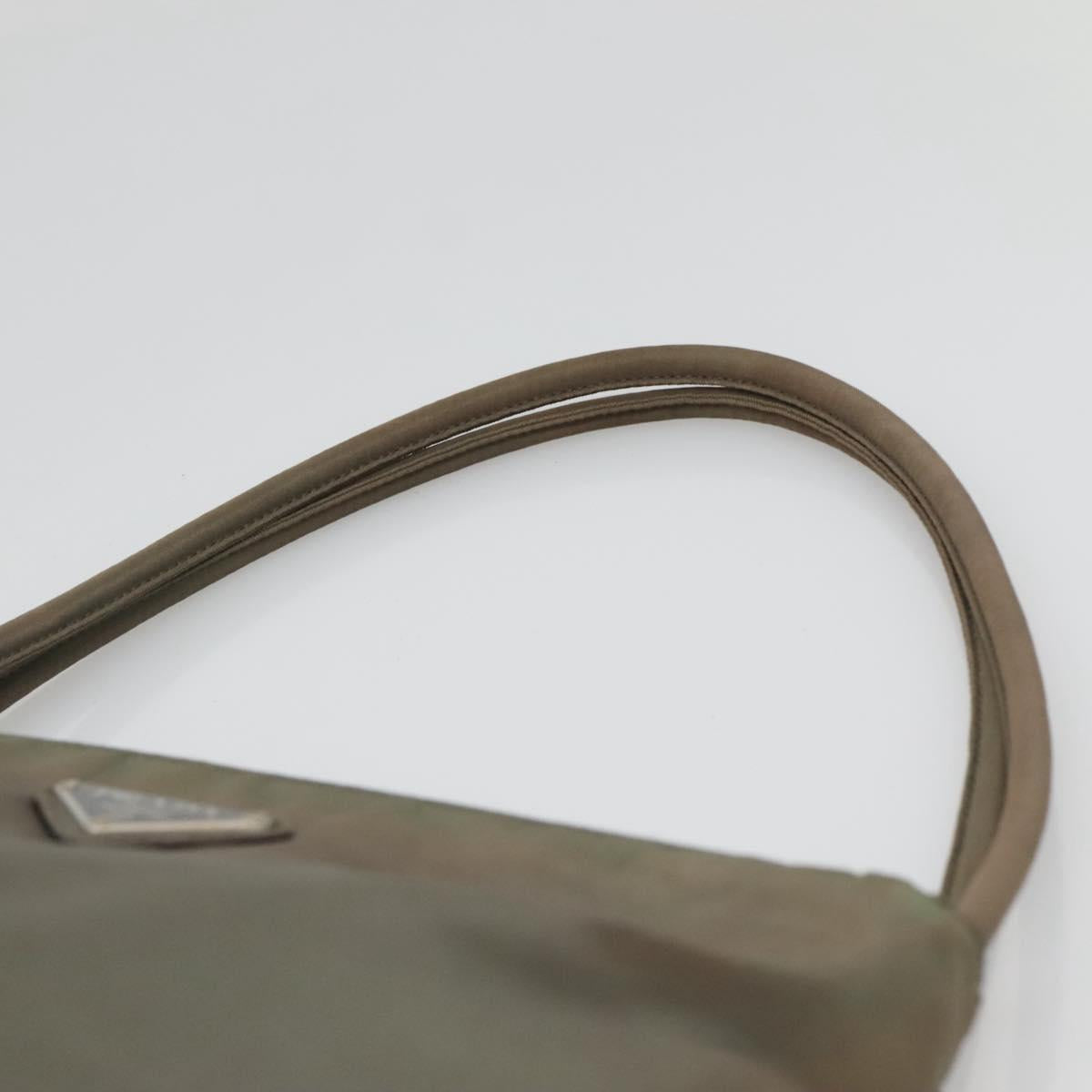 PRADA Tote Bag Nylon Khaki Silver Auth ki5894