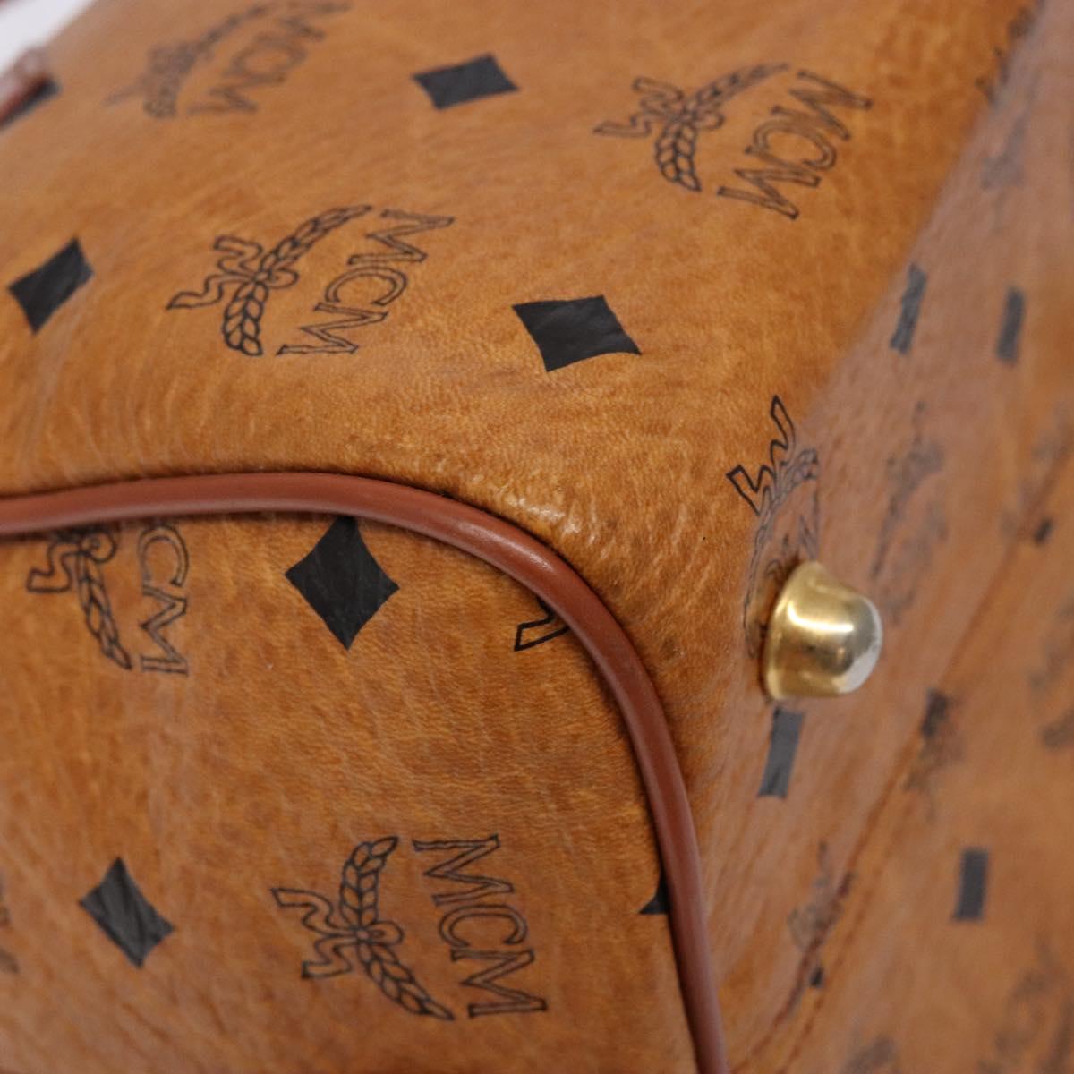 MCM Logogram Vicetos Mini Boston Bag PVC Leather 2way Brown Gold Auth ki5897