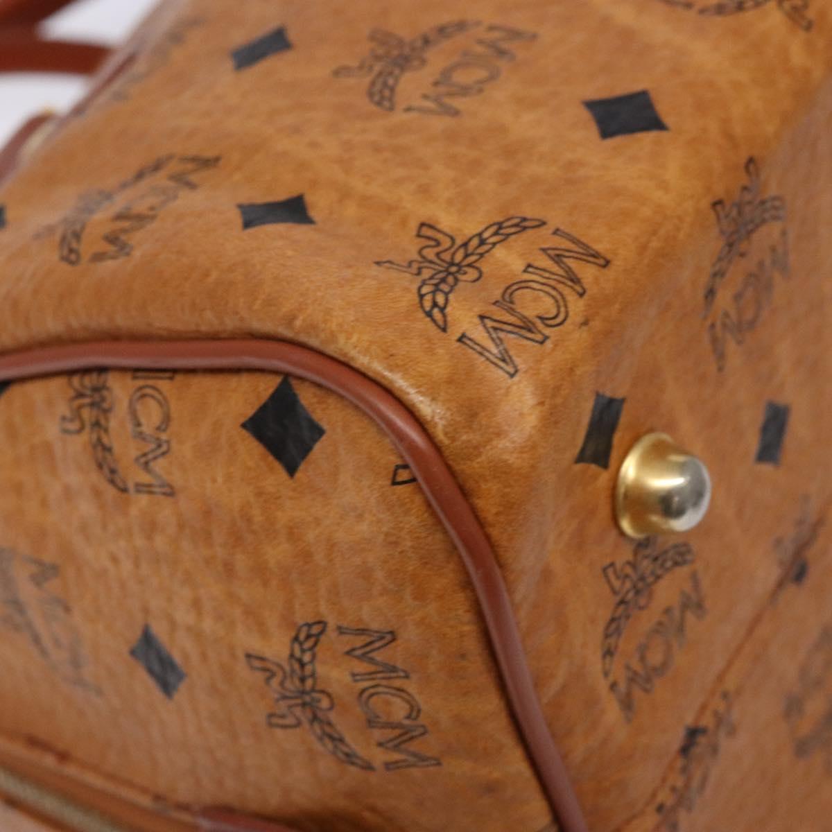 MCM Logogram Vicetos Mini Boston Bag PVC Leather 2way Brown Gold Auth ki5897