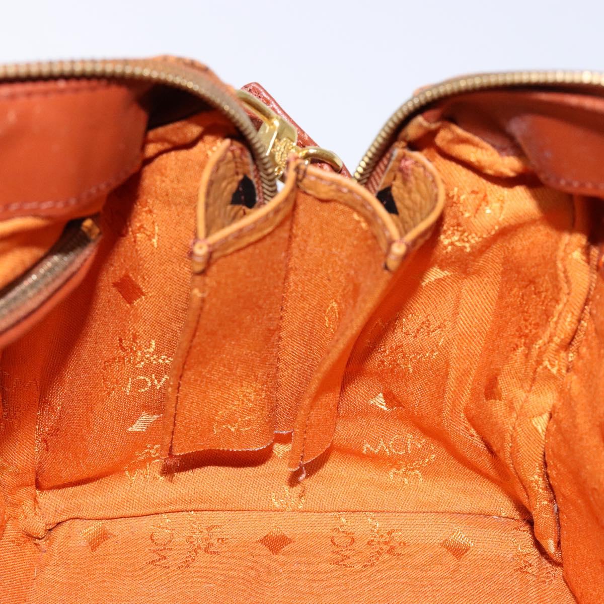 MCM Logogram Vicetos Mini Boston Bag PVC Leather 2way Brown Gold Auth ki5897