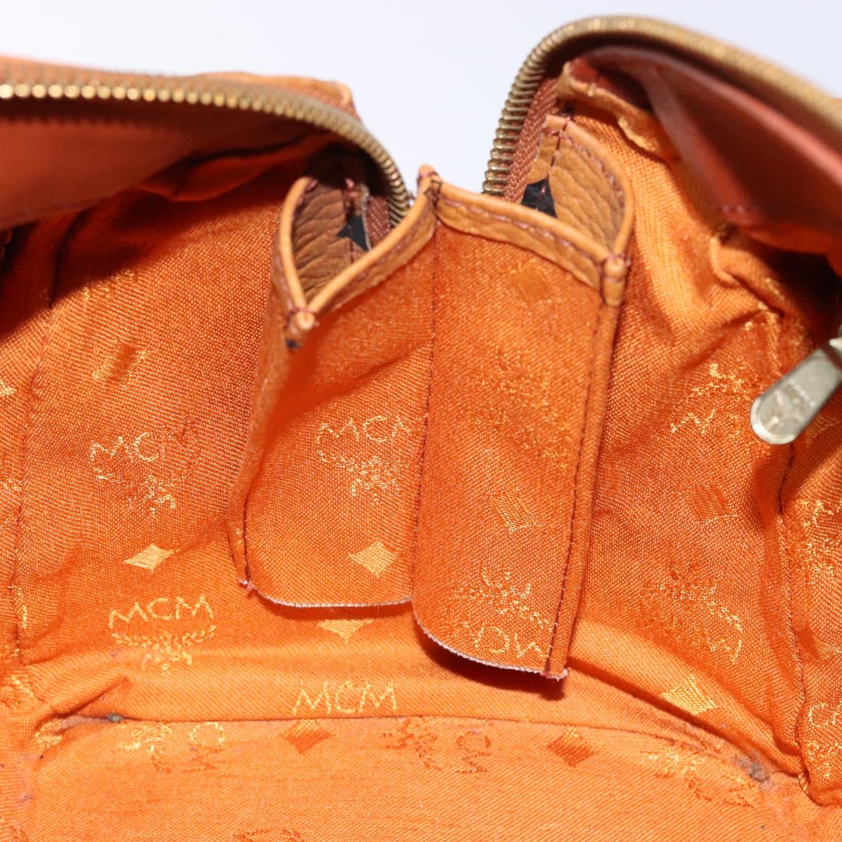 MCM Logogram Vicetos Mini Boston Bag PVC Leather 2way Brown Gold Auth ki5897