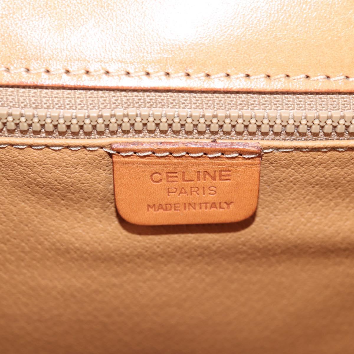 CELINE Macadam Canvas Hand Bag PVC Leather 2way Brown Gold Auth ki5899