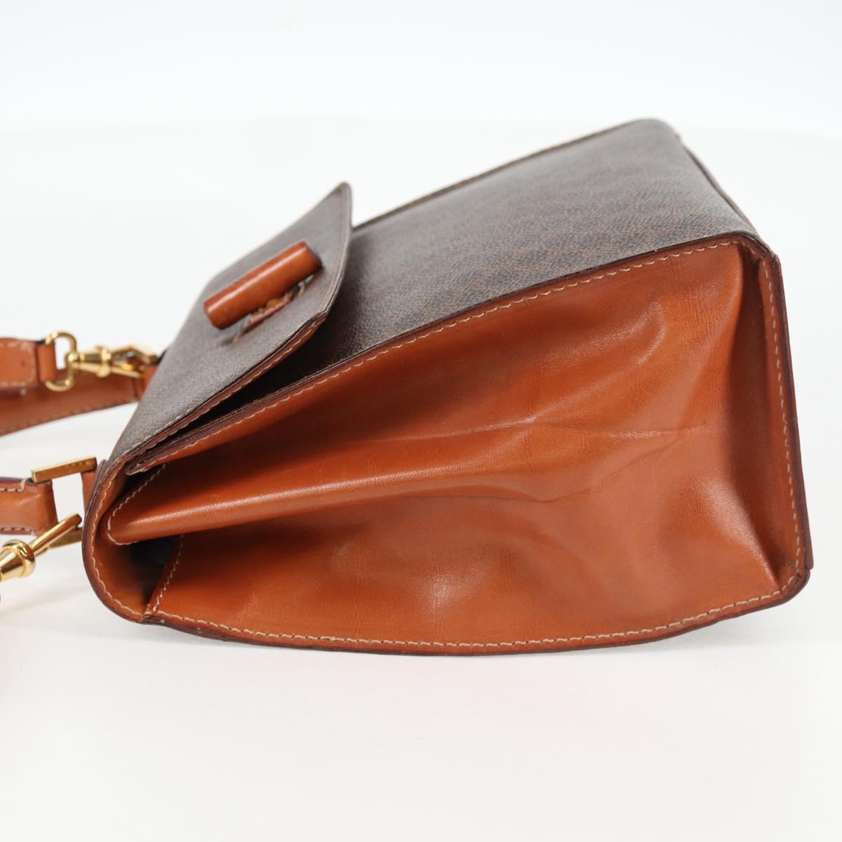 CELINE Macadam Canvas Hand Bag PVC Leather 2way Brown Gold Auth ki5899