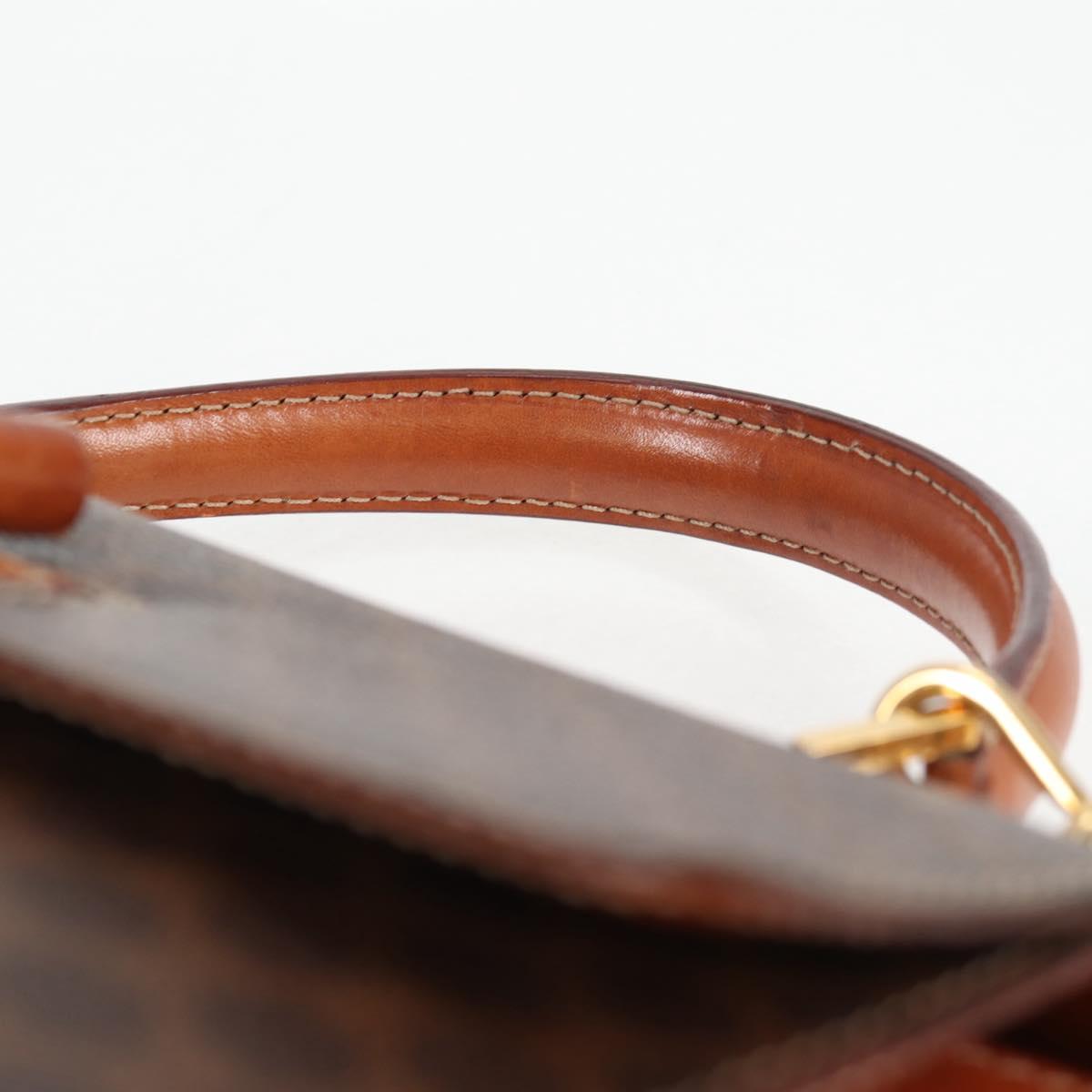 CELINE Macadam Canvas Hand Bag PVC Leather 2way Brown Gold Auth ki5899