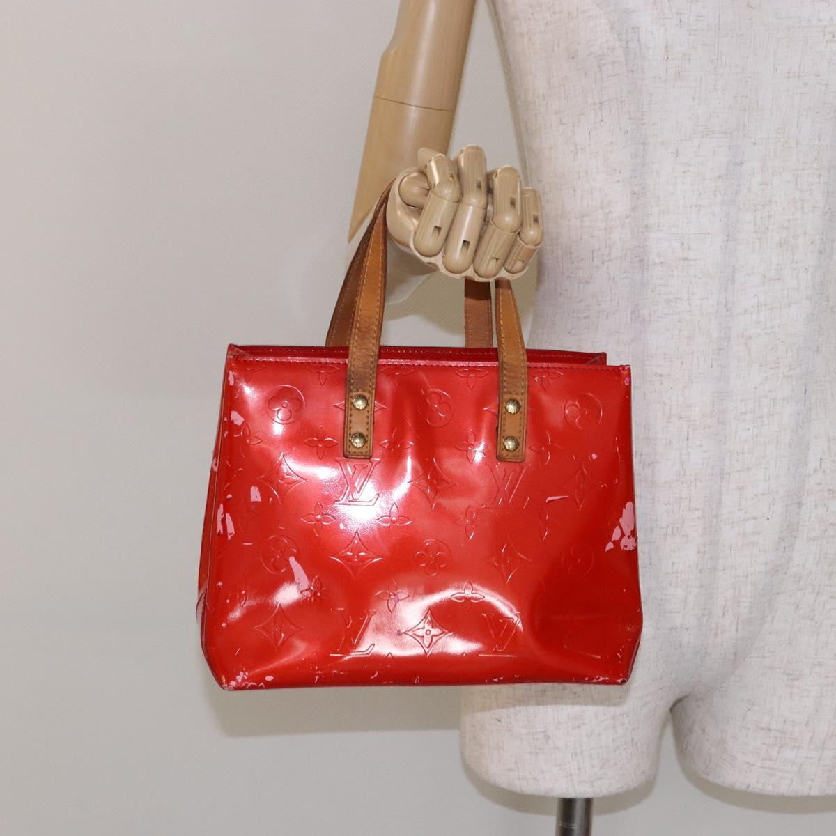 LOUIS VUITTON Monogram Vernis Reade PM Hand Bag Red Rouge M91088 LV Auth ki5902
