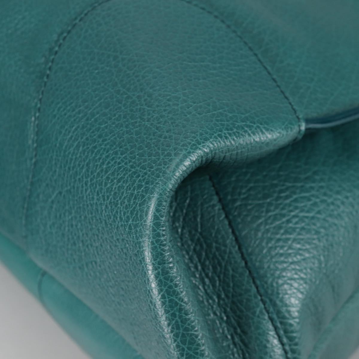 CELINE Hand Bag Leather 2way Turquoise Blue Silver Auth ki5907V