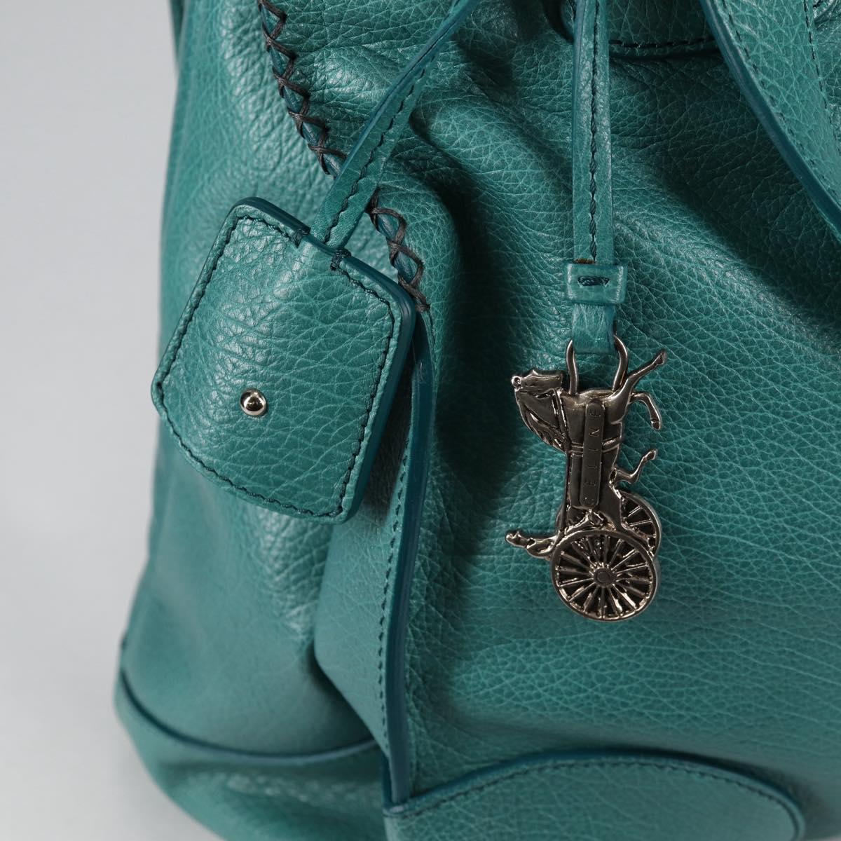 CELINE Hand Bag Leather 2way Turquoise Blue Silver Auth ki5907V