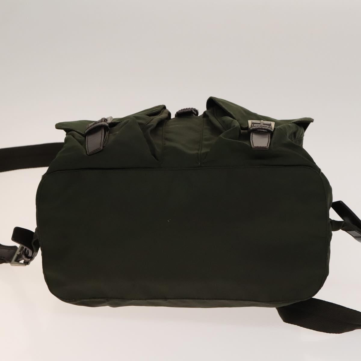 PRADA Backpack Nylon Khaki Silver Auth ki5908