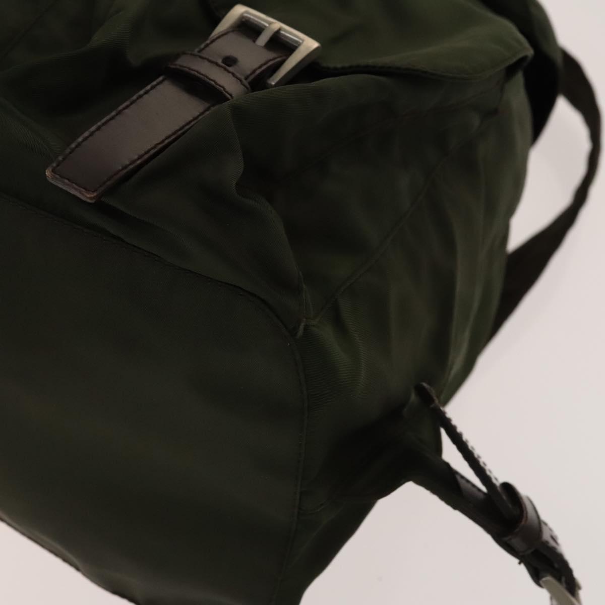 PRADA Backpack Nylon Khaki Silver Auth ki5908