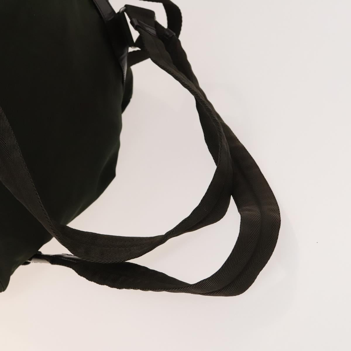 PRADA Backpack Nylon Khaki Silver Auth ki5908