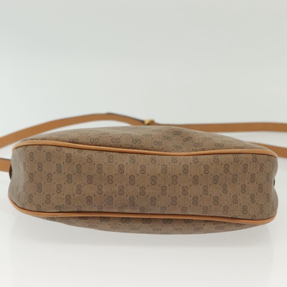 GUCCI Micro GG Supreme Shoulder Bag PVC Beige Gold Auth ki5912