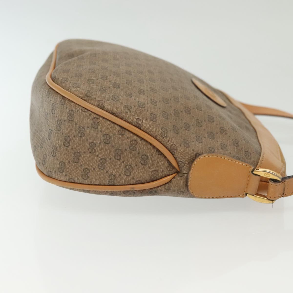 GUCCI Micro GG Supreme Shoulder Bag PVC Beige Gold Auth ki5912