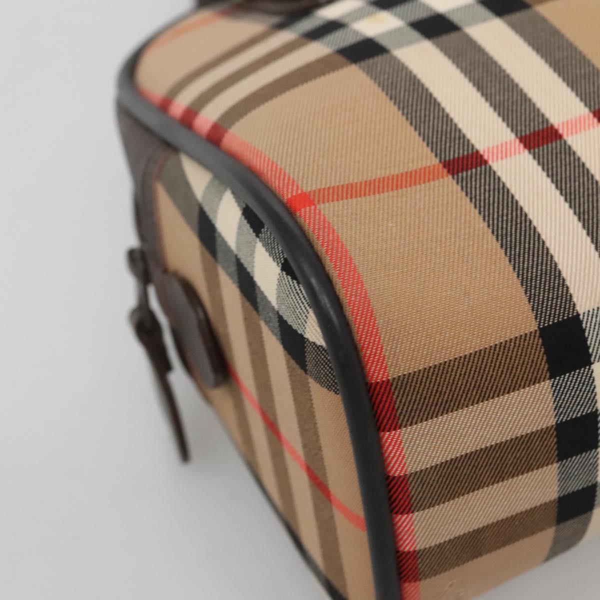 Burberrys Nova Check Hand Bag Canvas Beige Gold Auth ki5913