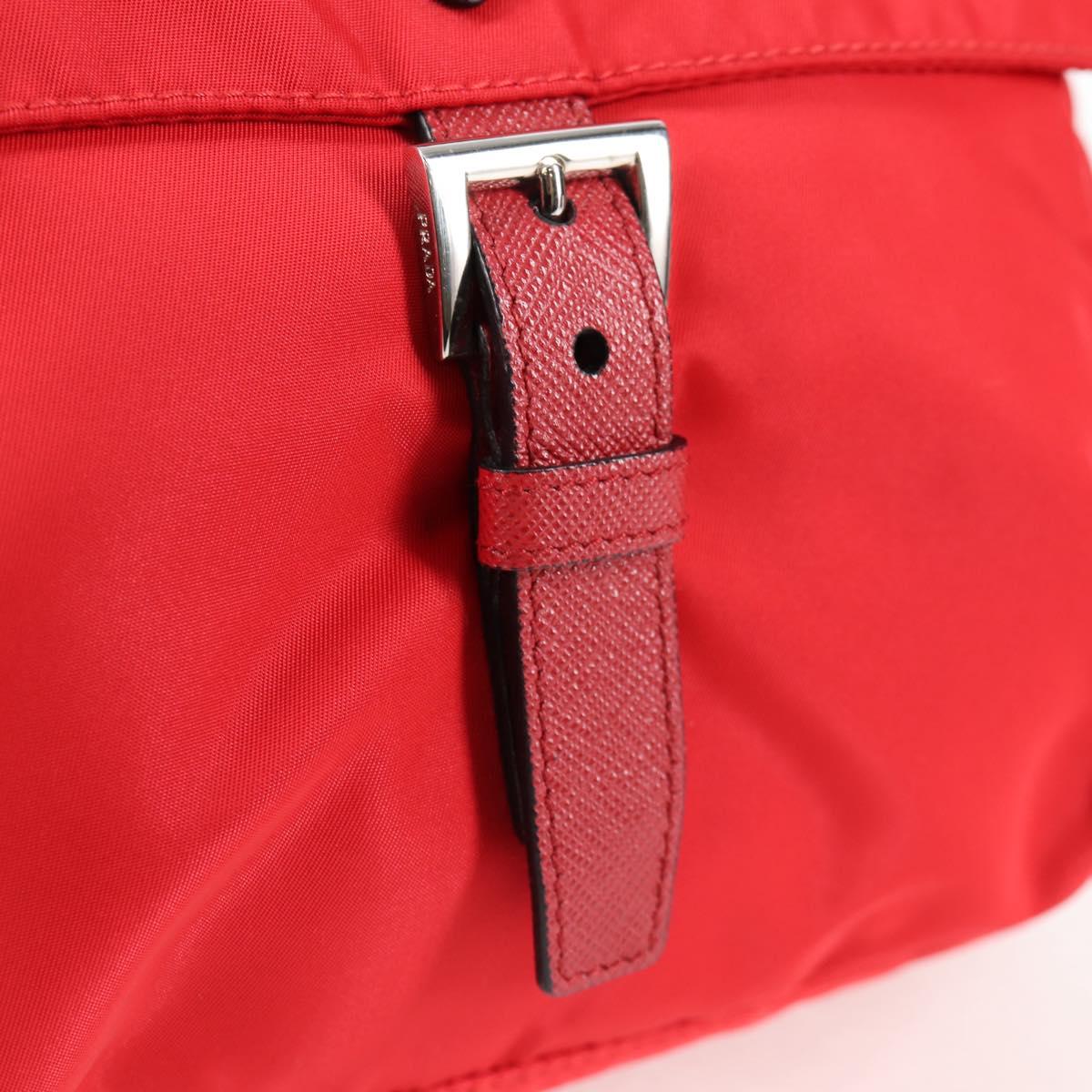 PRADA Shoulder Bag Nylon Red Silver Auth ki5917A