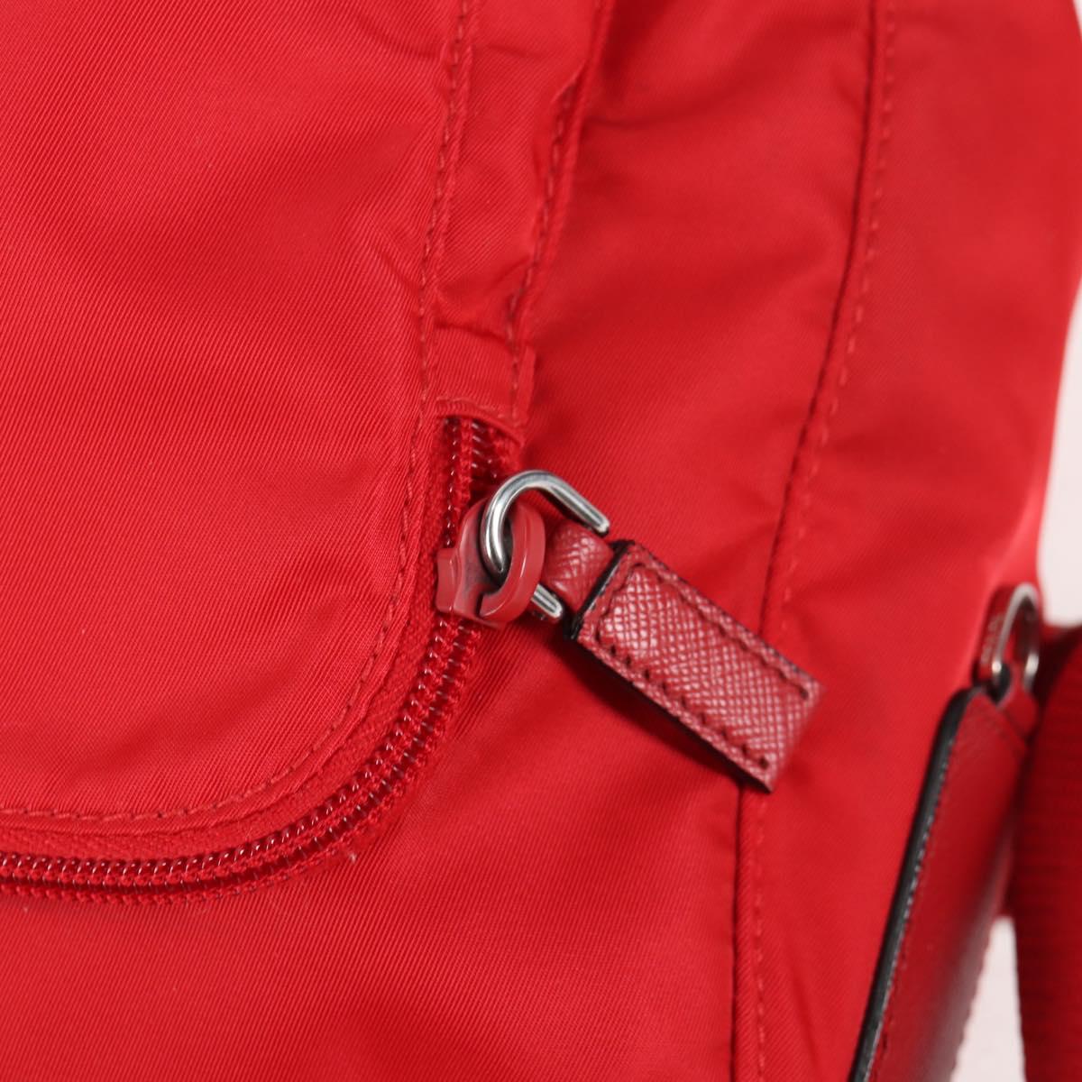 PRADA Shoulder Bag Nylon Red Silver Auth ki5917A