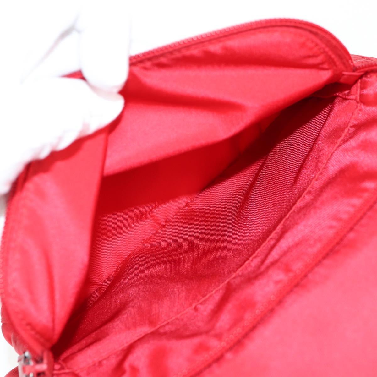 PRADA Shoulder Bag Nylon Red Silver Auth ki5917A