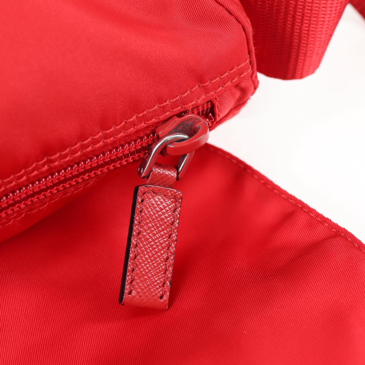 PRADA Shoulder Bag Nylon Red Silver Auth ki5917A