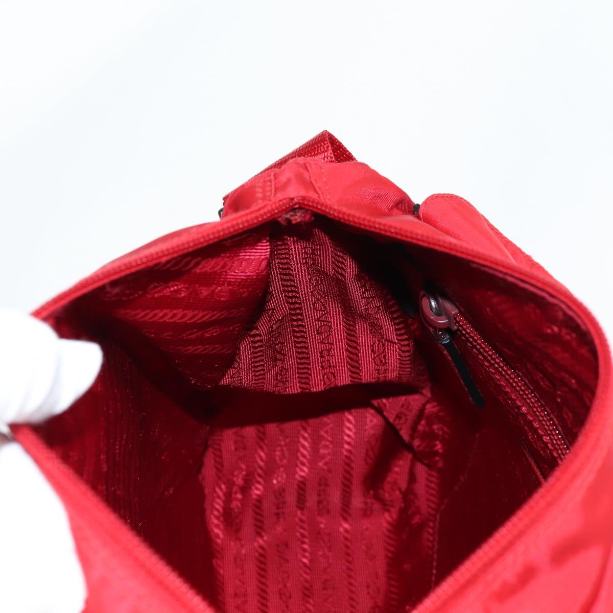 PRADA Shoulder Bag Nylon Red Silver Auth ki5917A