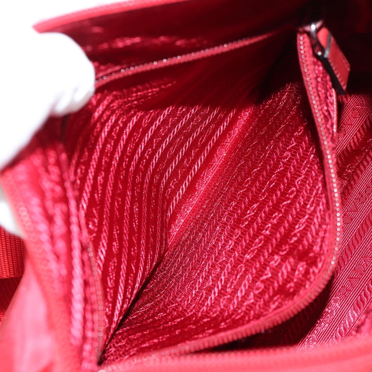 PRADA Shoulder Bag Nylon Red Silver Auth ki5917A