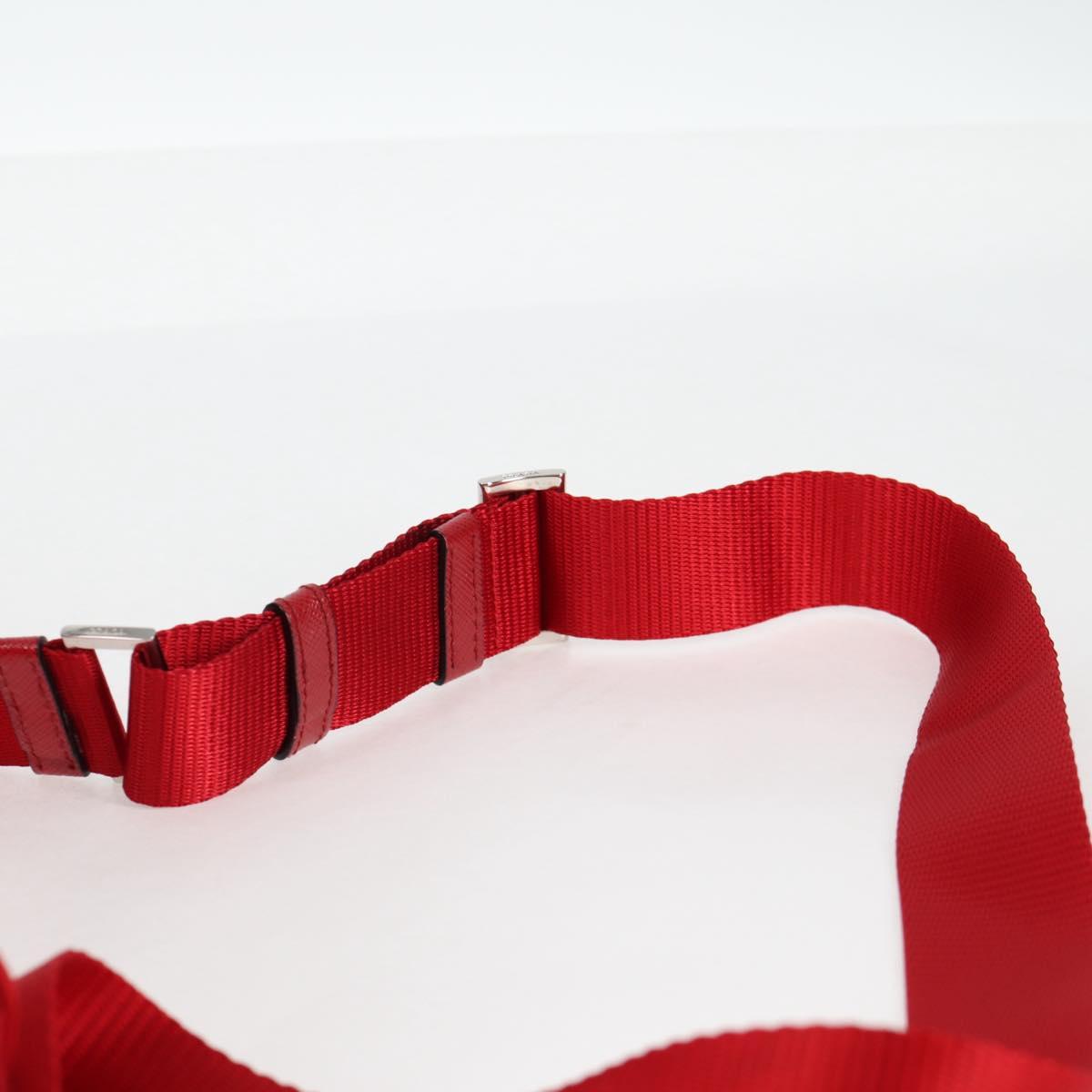 PRADA Shoulder Bag Nylon Red Silver Auth ki5917A