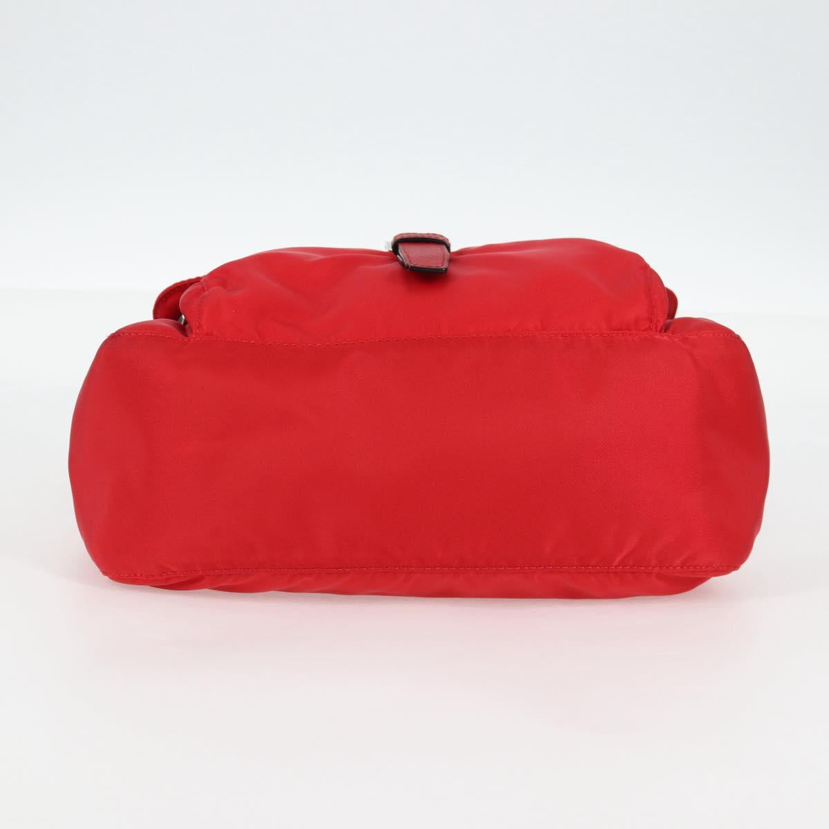 PRADA Shoulder Bag Nylon Red Silver Auth ki5917A