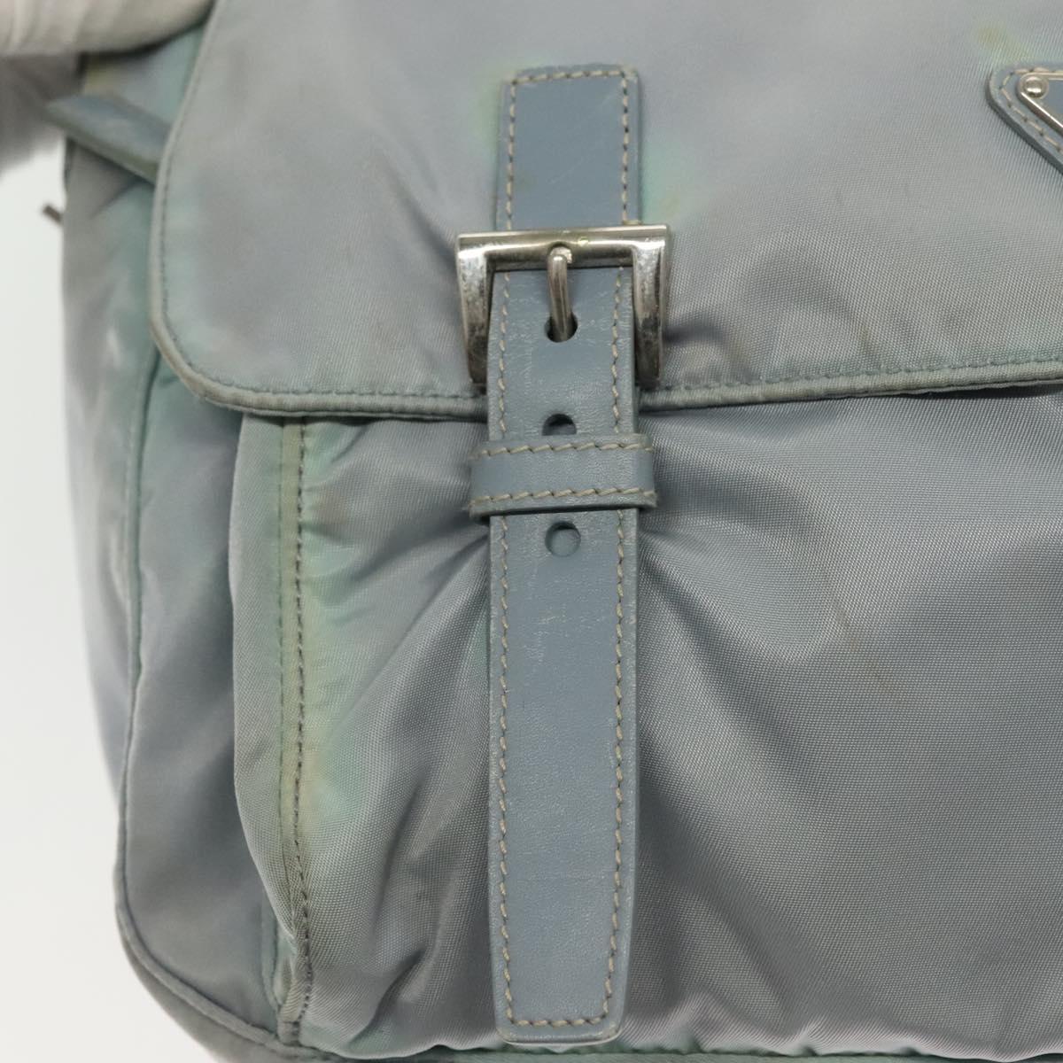 PRADA Shoulder Bag Nylon Light Blue Silver Auth ki5926