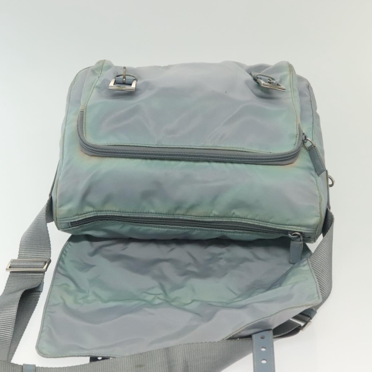 PRADA Shoulder Bag Nylon Light Blue Silver Auth ki5926